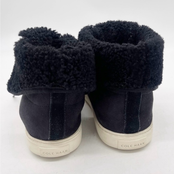Cole Haan Raven Shearling Lined Black Suede Lace Up High Top Sneaker or Boot - Picture 5 of 10